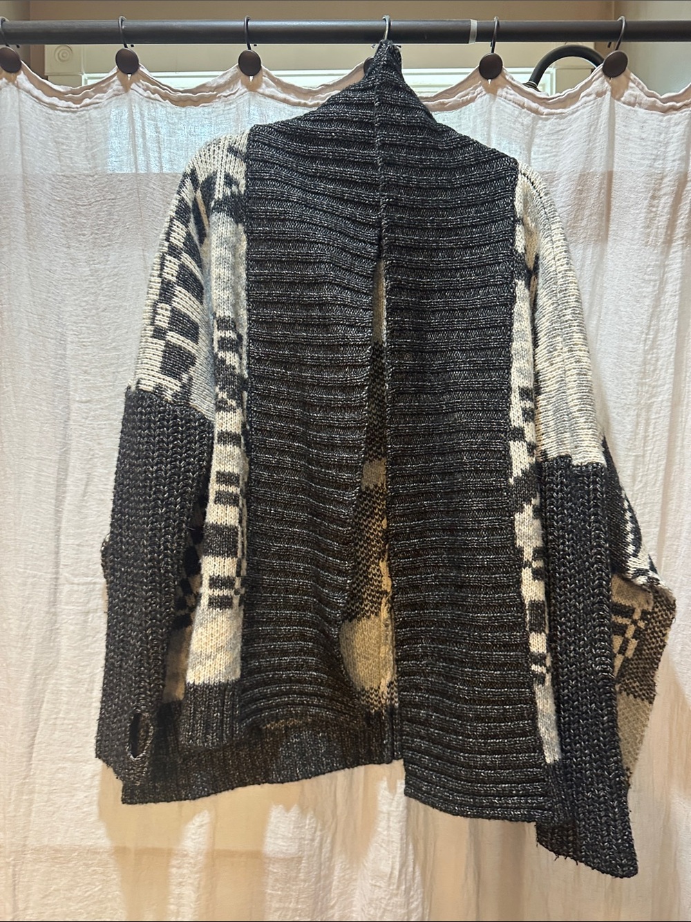 Victoria's Secret Black & Cream Patterned Open-Front Cardigan